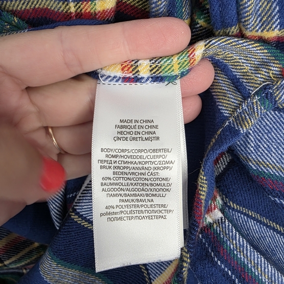 Polo Ralph Lauren boys flannel button down, Navy blue plaid, Size M 10-12 - Picture 5 of 5